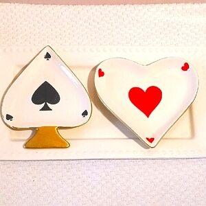 Beautiful Gold and Red Heart/Spade  Ceramic Candy Dish Set ♥️♠️♥️♠️♥️♠️♥️♠️♥️♠️